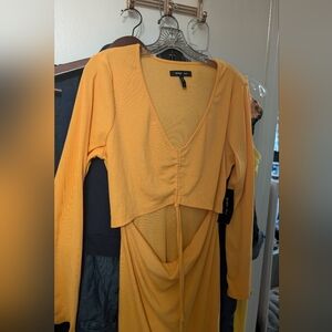 Sexy yellow cut out dress